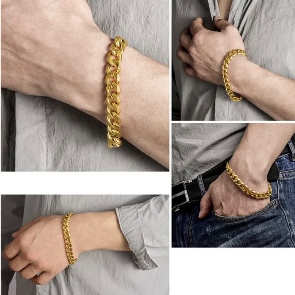 Gold Stainless Steal Miami Cuban Links Bracelet for Men - Picture 4 of 5